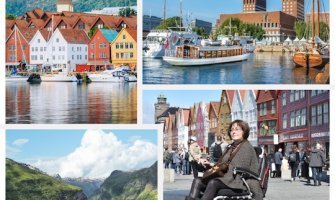 4 imagenes de diferentes lugares de Noruega en verano